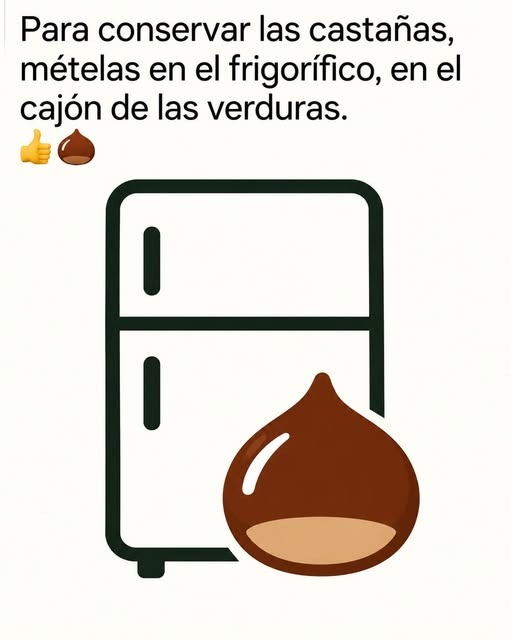 Ilustración de castaña junto a un frigorífico